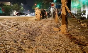 Tài xế làm rơi bùn xuống phố bị xử phạt